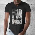 Pomsky Dad American Flag Pomsky Owner Pomsky Lover Men's V-Neck T-Shirt