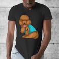 Poodle I Love Dad Tattoo Apparel Dog Dad Dads For Men Women Men's V-Neck T-Shirt
