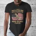 Now He Protects Me USAF Dad Proud Air Force Dad T-Shirt Men's V-Neck T-Shirt
