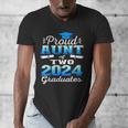 Proud Aunt Of Two 2024 Graduate Class 2024 Graduation Family Men's V-Neck T-Shirt