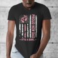Proud New Dad New Girl Baby First Fathers Day American Flag Men's V-Neck T-Shirt