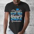 Proud Step Dad Of Kindergarten Graduate 2024 Graduation Step Men's V-Neck T-Shirt
