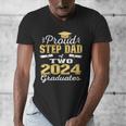 Proud Step Dad Of Two 2024 Graduate Class 2024 Graduation Men's V-Neck T-Shirt