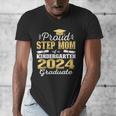 Proud Step Mom Of Kindergarten Graduate 2024 Graduation Step Men's V-Neck T-Shirt