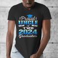 Proud Uncle Of Two 2024 Graduate Class 2024 Graduation Men's V-Neck T-Shirt