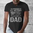 Proud Us Military Dad Father's Day For Dad Grandpa Veteran Men's V-Neck T-Shirt