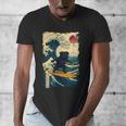Pug Japanese Kanagawa Wave Surfing Japan Mom Dad Kids Men's V-Neck T-Shirt