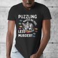 Puzzling Makes Me Feel Less Murdery Introvert Puzzle Cat Men's V-Neck T-Shirt