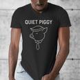 Quiet Piggy Introvert Media Humor Minimalist Line Art Men's V-Neck T-Shirt Quiet Piggy Introvert Media Humor Minimalist Line Art Men's V-Neck T-Shirt