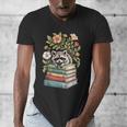 Raccoon Books Reading Flowers Men's V-Neck T-Shirt Raccoon Books Reading Flowers Men's V-Neck T-Shirt