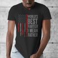 Retro Dad World's Best Farter I Mean Father Vintage Flag Usa Men's V-Neck T-Shirt