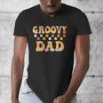 Retro Groovy Dad Matching Family 1st Birthday Party Men's V-Neck T-Shirt