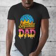 Retro Ice Cream Drip Softball Dad Game Day Dad Father's Day Men's V-Neck T-Shirt
