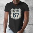 Retro Route 67 Highway Sign Vintage Road Nostalgia Men's V-Neck T-Shirt Retro Route 67 Highway Sign Vintage Road Nostalgia Men's V-Neck T-Shirt