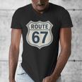 Retro Route 67 Highway Sign Vintage Road Nostalgia Men's V-Neck T-Shirt
