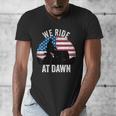 We Ride At Dawn Lawnmower Lawn Mowing Dad Vintage Men Men's V-Neck T-Shirt