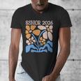 Senior 2026 Retro Groovy Flowers Graduation Men's V-Neck T-Shirt