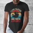 I Like Sloths And Maybe 3 People Sloth Introvert Vintage Men's V-Neck T-Shirt I Like Sloths And Maybe 3 People Sloth Introvert Vintage Men's V-Neck T-Shirt