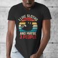 I Like Sloths And Maybe 3 People Sloth Lover Introvert Retro Men's V-Neck T-Shirt
