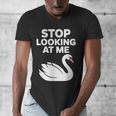 Stop Looking At Me Swan Introvert Humor Men's V-Neck T-Shirt Stop Looking At Me Swan Introvert Humor Men's V-Neck T-Shirt