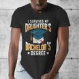 i Survived My Daughters Bachelor's Degree Graduation Gifts Men's V-Neck T-Shirt
