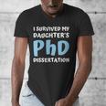 i Survived My Daughters Phd Dissertation College Graduation Men's V-Neck T-Shirt