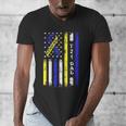 T21 Dad American Flag Down Syndrome Awareness Men's V-Neck T-Shirt
