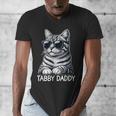 Tabby Daddy Cat Dad Graphic Grey Tabby Cat Lover Men's V-Neck T-Shirt