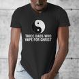 Thicc Dads Who Vape For Christ Father Day Men's V-Neck T-Shirt