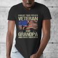 I Have Two Titles Veteran And Grandpa Dad Papa Grandpa Men's V-Neck T-Shirt