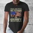 I Have Two Titles Veteran And Grumpy Dad Papa Grandpa Men's V-Neck T-Shirt