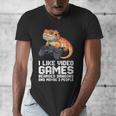 I Like Video Games Bearded Dragon Gamer Introvert Mood Men's V-Neck T-Shirt I Like Video Games Bearded Dragon Gamer Introvert Mood Men's V-Neck T-Shirt