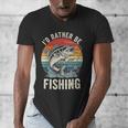 Vintage I'd Rather Be Fishing Graphic Bass Dad Boy Men Men's V-Neck T-Shirt Vintage I'd Rather Be Fishing Graphic Bass Dad Boy Men Men's V-Neck T-Shirt
