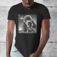 Vintage Poodle Selfie With UFO Alien Photobooth Dog Mom Dad Men's V-Neck T-Shirt