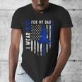 I Wear Blue For My Dad Colon Cancer Awareness Blue USA Flag Men's V-Neck T-Shirt