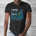 I Wear Blue For My Son Autism Awareness Mom Dad Parents Men's V-Neck T-Shirt