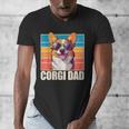 Welsh Corgi Pembroke Dog Corgi Dad -Adults Small Classic Fit Short Sleeve Cotton Polyester Blend Men's V-Neck T-Shirt