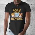 Wild About Reading Cute Animal Book Lover Kids Men's V-Neck T-Shirt Wild About Reading Cute Animal Book Lover Kids Men's V-Neck T-Shirt
