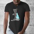Women Dog Pitbull I Love Dad Tattoo Men's V-Neck T-Shirt
