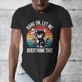 Women's Hang On Let Me Overthink Cat Coffee Retro Introvert Men's V-Neck T-Shirt Women's Hang On Let Me Overthink Cat Coffee Retro Introvert Men's V-Neck T-Shirt