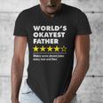 Worlds Okayest Father Dad Joke Review For Fathers Day Men's V-Neck T-Shirt Worlds Okayest Father Dad Joke Review For Fathers Day Men's V-Neck T-Shirt