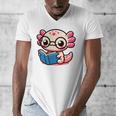 Adorable Book Lover Axolotl With Reading Glasses Cute Men's V-Neck T-Shirt