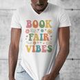Book Fair Vibes Groovy Retro School Reading Nostalgic Men's V-Neck T-Shirt