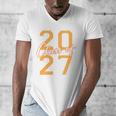 Class Of 2027 Graduation Varsity Orange On The Back Premium Tri-Blend Men's V-Neck T-Shirt
