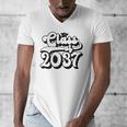 Class Of 2037 Senior Retro 2037 Grad Graduate Graduation Men's V-Neck T-Shirt