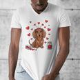 Cute Dachshund Valentine's Day Heart Love Dog Mom Dog Dad Men's V-Neck T-Shirt