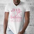 Dad Of The Birthday Girl Bow Cute Pink Matching Family Party Men's V-Neck T-Shirt