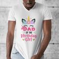 Dad Of The Birthday Girl Family Matching Unicorn Birthday Men's V-Neck T-Shirt