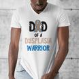 Dad Of A Hip Dysplasia Warrior Beige Blue Hip Dysplasia Men's V-Neck T-Shirt