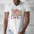 Dad Pink Farm Animal Birthday Kids Matching Family Men's V-Neck T-Shirt